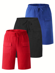 Circle 3pcs Set Standard Size Women's Shorts Casual Beach Pants with Pockets