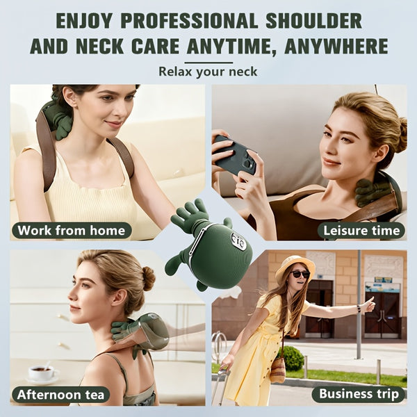 Multi-functional Shoulder And Neck Massager, Full-body Massage Device with Heating Function, Effectively And Relaxes Muscles, Massages Shoulders, Back And Legs, Comfortable Electric Acupoint Massager, USB Charging, Long Battery Life