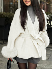New Autumn/Winter Sophisticated Style Tie-Strap Coat for Women, Elegant and High-End, Overcoat