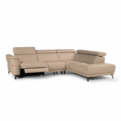 Nicoletti Charleston Beige Leather Power Reclining Corner Sofa with Chaise in 2 Configurations