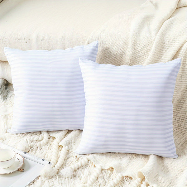2/4/8-Pack Decorative Throw Cushion Cores, Hotel-Grade Premium White Satin Stripes Cushion Pads Deep Fill Inner Hollowfiber Filled Cushions Inserts (14