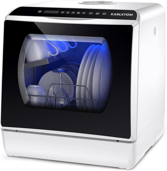 Karlxtom Table Top Dishwasher 6 Programs Mini Dishwasher with Touch Control, Auto-Drying, Baby Care & Fruit Wash, Perfect for Small Families, Couples