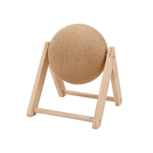 Sisal Ball Cat Scratching Board, Cat Hole Design, Triangular Support Board, Wear-Resistant Cat Scratching Ball Can Be Rotated, Cat Scratching Ball,Relief of Boredom Toys, Natural Wood