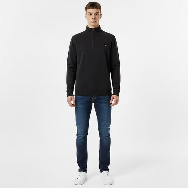 Jack Wills Men'S Melange 1/4 Zip Jumper in Black