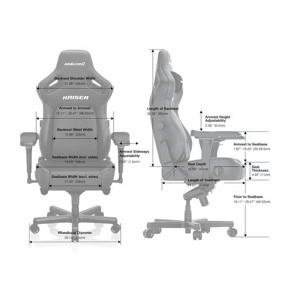 Anda Seat Kaiser Series 4 Large Gaming Chair, Grey Fabric