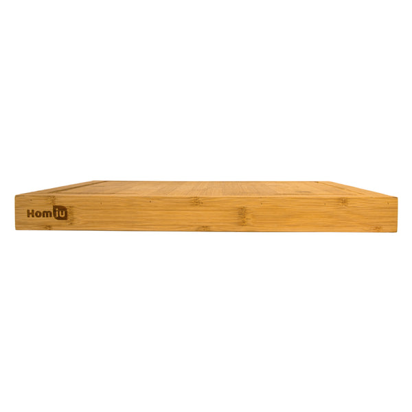Homiu Counter Edge Natural Bamboo Chopping Board, Thick Multipurpose Cutting Board for Meat, Fruits, Fish, Cheese, Vegetables, Large Durable Kitchen Tabletop Saver with Lip, Rustic Kitchenware Ideal for Meal prep,