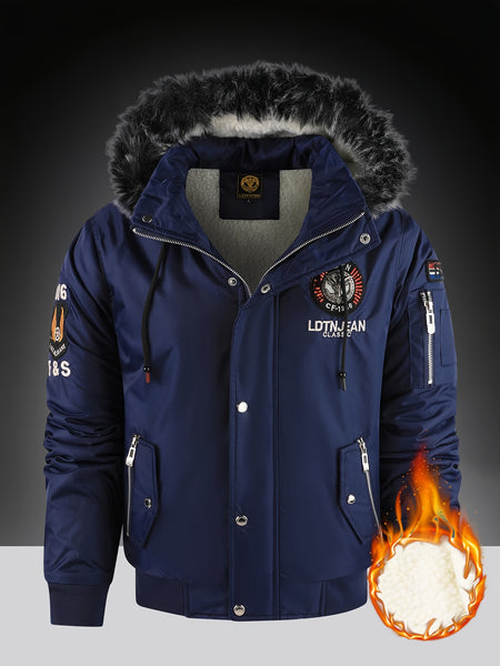Men's winter lined hooded jacket - a warm and thick outdoor jacket suitable for hiking, hiking, and casual wear