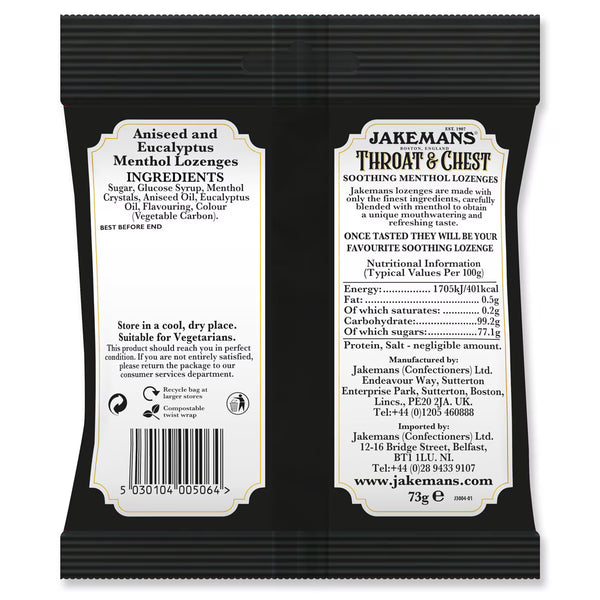 Jakemans Throat & Chest Lozenges, 12 X 73G