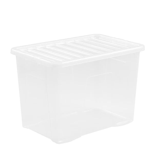 Wham 80L Crystal Clear Plastic Box and Lid - 3 Pack