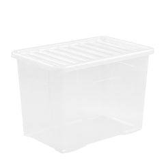 Wham 80L Crystal Clear Plastic Box and Lid - 3 Pack