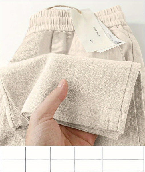 Pure Linen Wide-leg Pants for Women in Summer 2025, Straight Casual Long Pants, Fashionable and Versatile, Loose and Thin Style