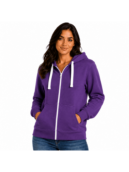 Women'S Fashion Zip-Up Hoodie - Ladies Fleece Plain Hooded Top - PLUS SIZES Small to XXXXXL S to 5XL (UK 8-22) Available in 15 Colours