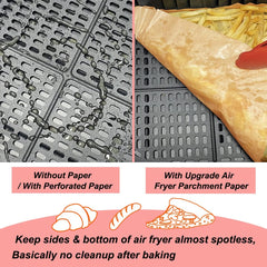 BYKITCHEN 100Pcs Air Fryer Liners for Ninja Dual, Air Fryer AF300UK AF400UK Accessories, Disposable Airfryer Parchment Paper Liners, Compatible with Ninja, Breville, Tower & Other Dual Zone Fryers