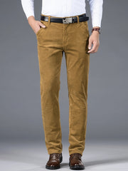 Men's Four-Season Corduroy Slim Fit Straight-Leg Casual Trousers