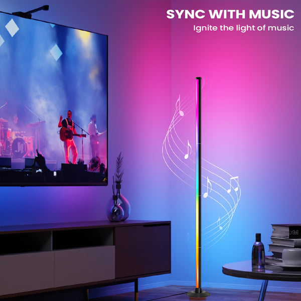 Smart LED Floor Lamp RGBICB Mood Ambient Light Modern Minimalist Backlight with Dual Control via App/Remote | Home Office Decorative Bedside Lamp for Gaming Room, Study, Holiday Birthday Gift, Halloween Christmas Decoration