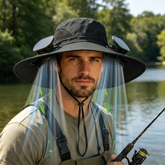 2026 New Summer Outdoor Solar Fan Hat, Dual-Fan Design with a Wide Large Brim, USB Rechargeable And Featuring Long-Lasting Battery Life, Suitable for Camping, Hiking, Fishing And All Kinds of Outdoor Activities