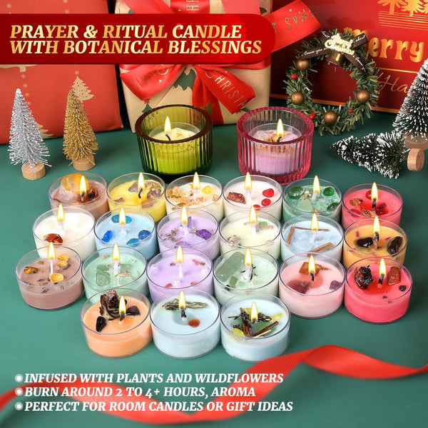 Izoel Candle Advent Calendar 2025 Women Adults, Tea Light Scented Candle Advent Calendar Clear Glass Tea Light Holder for Teenage Girls Ladies Christmas Candle Gift for Mom Wife Girlfriend