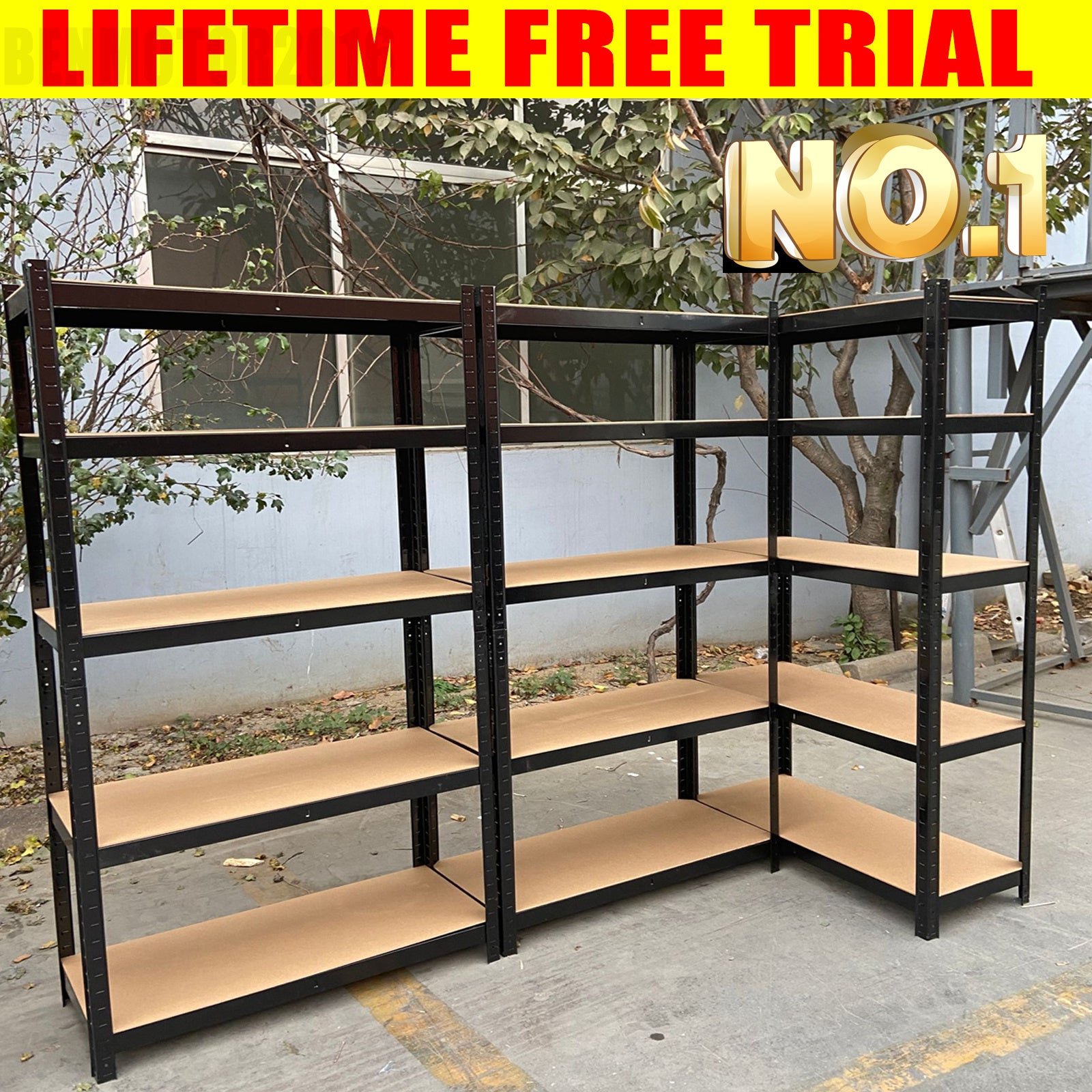 Garage Shelving Units 5 Tier Heavy Duty Shed Storage Racking Shelf Metal Boltless 1000kg Capacity 175kg Per Shelf for Warehouse Workshop Office Heavy Duty Industrial Garage Racking/Shelving Unit