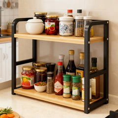 1pc 2 Tier Countertop Storage Rack, Spice Organizer, Countertop Storage Box, Accessories for Bedroom, Bathroom, And Kitchen, Home Storage And Organization, Utility Racks