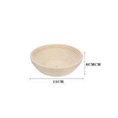Round Rattan Bread Proofing Basket - European Style Baking Kit with Cloth Liner - Kitchen Bakery Tool for Artisan Bread (11cm X 6cm)