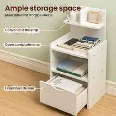 Modern Wooden Bedside Table with Drawer | Multifunctional Storage Cabinet for Bedroom, Bathroom, Living Room & Hallway | Compact Design 60x32.5x25.5cm