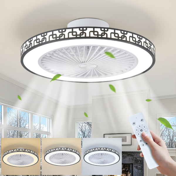 Ceiling Fans with Lights And Remote, 48Cm LED Fan Ceiling Light, 3000K-6000K Dimmable Smart Ceiling Fan Light, 6 Wind Speeds & Reversible, Modern Fan Light Ceiling for Bedroom Kitchen Living Room