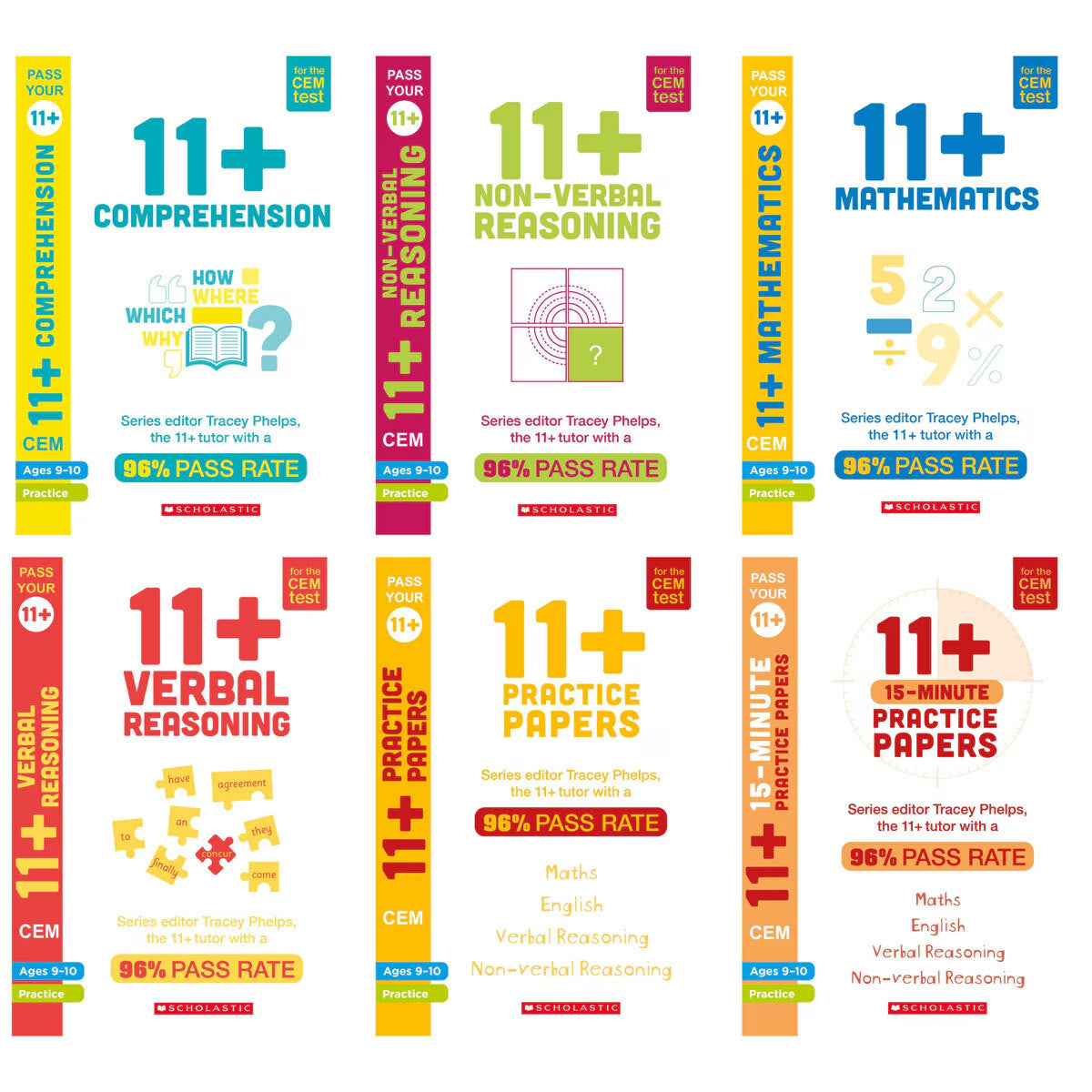 Scholastic CEM 11+ Practice & Revision X6 Book Collection in 2 Options: 9-10 Years or 10-11 Years