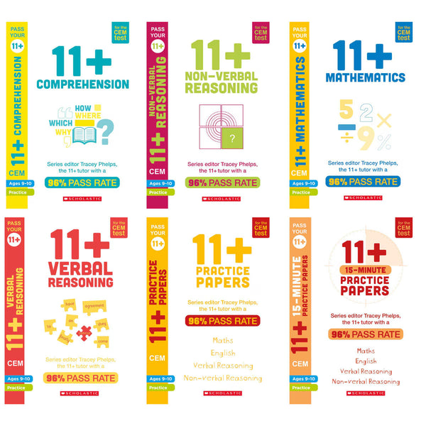 Scholastic CEM 11+ Practice & Revision X6 Book Collection in 2 Options: 9-10 Years or 10-11 Years