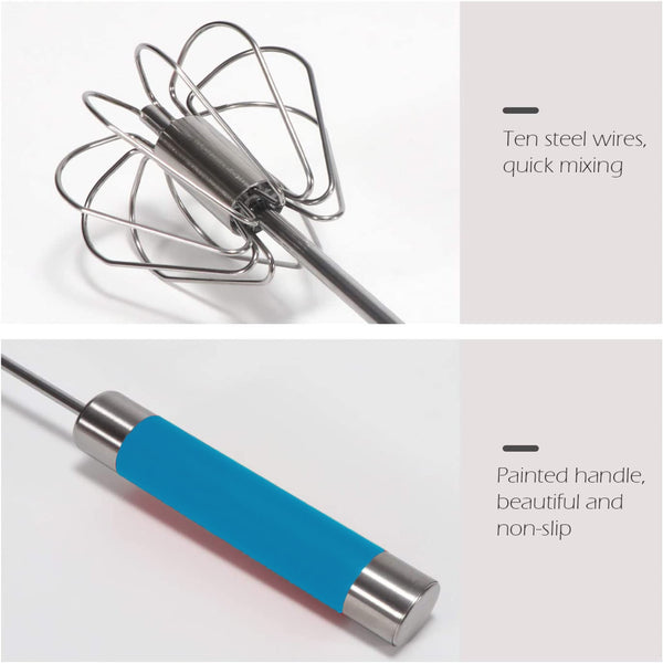 SUL Egg Whisk, Hand Push Whisk Blender, Egg Beater, Milk Frother, Rotating Push Mixer Stirrer for Whisking, Beating, Stirring