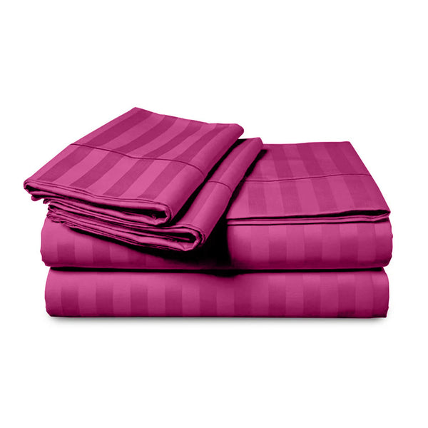 1pc Extra Deep Striped Fitted Sheet 40cm – Soft & Comfortable Microfiber Bedding, Breathable & Smooth, Machine Washable Bed Sheet Suitable for Bedroom