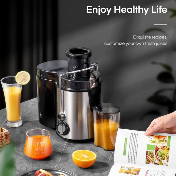 New Style Juicer Machines, Centrifugal Juicer Machines Whole Fruit and Vegetable Juice Extractor, Juicer Maker Machines Quick Juicing with 2 Speeds Control, Stainless Steel Portable Smart Juicer, Easy Clean, Ideal for Family and Healthy Living
