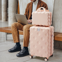 2pcs Luggage Set Cabin Suitcase, Lightweight Luggage Hard Shell Travel Trolley Case, Travel Suitcase Sets with Cup Holder and Hook, Carry on Hand Cabin Luggage with Beauty Case
