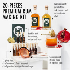 DO Your Rum | DIY Infusion Kit for Homemade Flavoured & Aged Rum | Original Gift Set | 12 Woodchip Blends & Botanicals | Rum Cocktail Mix Set | Gift for Men & Women