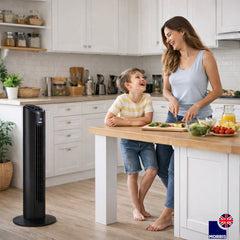 Morris Tower Fan 32 Inch Bladeless Design 3 Speeds Oscillating Remote Control Quiet 45dB for Bedroom Office 7.5H Timer