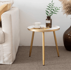 Metal End Table, Round Side Table, Nightstand/Small Tables for Living Room, Accent Tables Cheap, Side Table for Small Spaces,41.5 × 46.5 cm