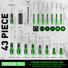 Amartisan 43pcs Magnetic Screwdriver Set with Case, Chrome Vanadium Steel, Includes Slotted, Phillips, Hex, Pozidriv, Torx & Precision Screwdrivers, Magnetizer/Demagnetizer, Flexible Shaft for Home Repair, DIY & Professional Use