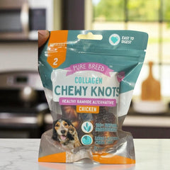Collagen Chewy Knots for Dogs – Healthy Rawhide-Free Treats | Chicken & Meat Flavors | Long-Lasting Dental Chews | Pack of 2