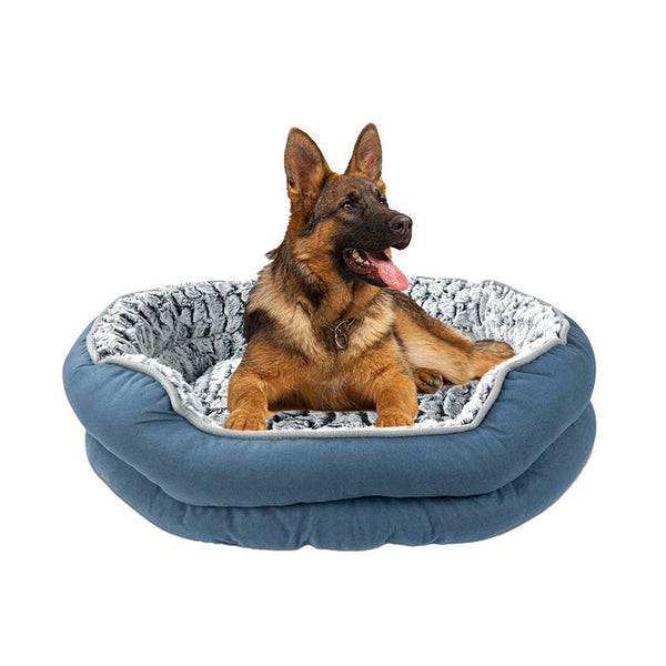 Plush Comfort Dog Bed Mat with Non-Slip Bottom, Multiple Sizes - Polyester Fiber Fill, Rectangle Shape for Small to Large Breeds, Machine Washable Pet Bed with Soft Edging