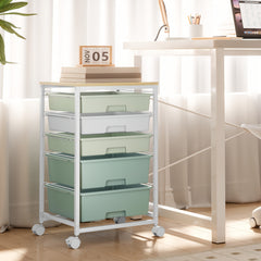KINGRACK 5-Drawer Rolling Storage Cabinet with Lockable Casters & /Grey Drawers - Heavy-Duty Iron Frame, Space-Saving Mobile Organizer Cart, Compact 27-Inch Height, 3.2 Cu Ft Capacity, Stackable Design for Bedroom, Living Room, Home Office - Easy As