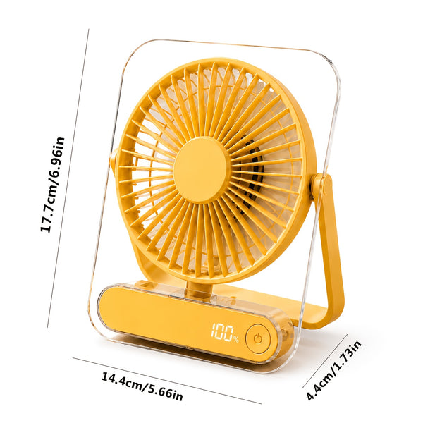 Ultra-Quiet USB Rechargeable Desk Fan with 5000Mah Battery 5 Speeds, Foldable 180° Design, Digital Power Display, Portable And Lightweight, Ideal for Home, Office, Travel, Road Trips, Outdoor Activities Strong, Refreshing Breeze Anytime