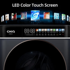Chiq CW086581AXU Washing Machine, 8Kg, 1400Rpm, BLDC Inverter Motor, 12 Washing Cycles, Steam Care, LED Touchscreen, Grey
