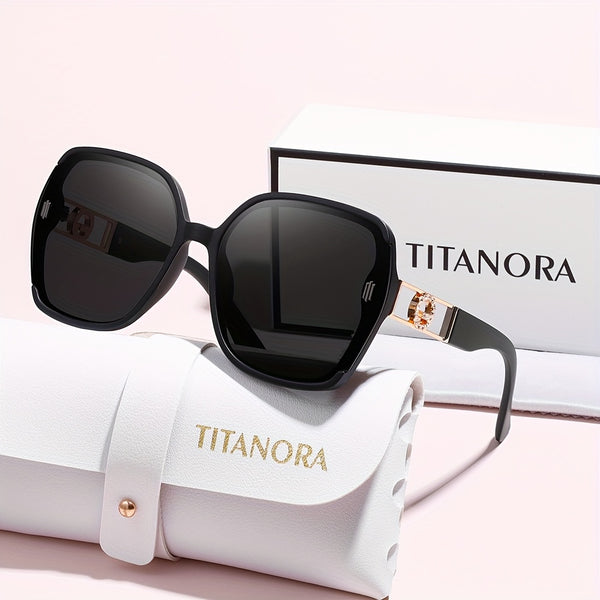 Luxury Golden Hinges | Unisex, Perfect for Casual Wear. Oversized Square Fashion Glasses - Stylish Cream PC Frame with Case and Cleaning Cloth.