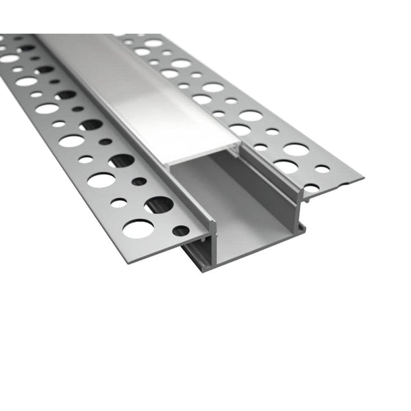 6-Pack LED Drywall Aluminum Profile Kit – 6M Total Length – Recessed Plaster-In Channel for <12mm LED Strips – Frameless Flush Mount with Diffuser Cover – Easy to Cut & Install