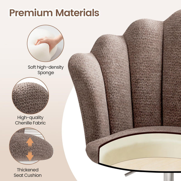 Shell-shaped Office Chair,Adjustable Chenille Swivel Chair,Soft and Flexible, Suitable for Bedrooms, Offices and Studies.