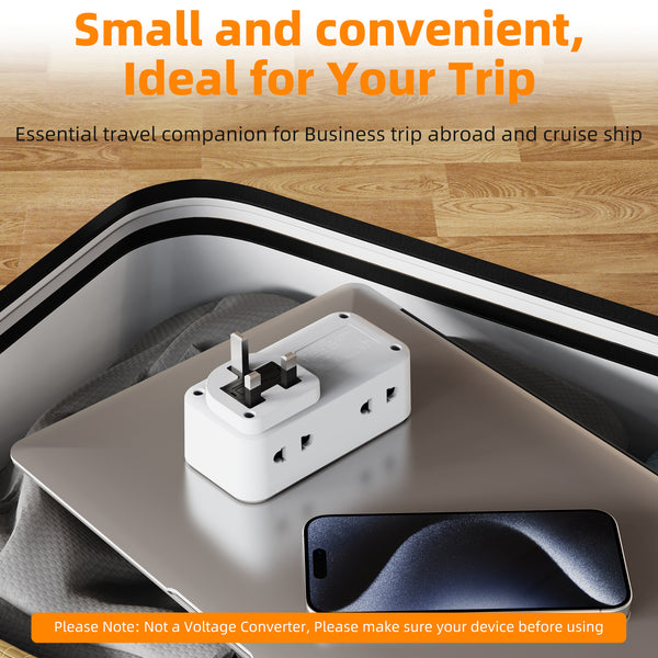 baykul Multifunctional UK Plug Socket with 2 Standard UK Sockets, 2 Schuko Sockets, 3 USB Ports, Max 3250W, Surge Protection, Fire-Resistant Material, Compact and Lightweight for Home/Office/Travel Use ideal for Christmas travel