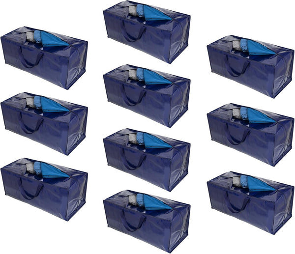 VENO 8 Pack Moving Bags Heavy-Duty Extra Large W/Backpack Straps, Moving House Essentials, Strong Handles & Zips, Clothes Storage, Packing, Laundry Bags, Reusable and Sustainable (Blue, 8 Pack)