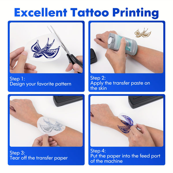 D810B Portable Inkless Thermal Printer - A4 Size, Prints Documents And Labels, Wireless Connection, USB Charging, Perfect For Travel And Office Use, Compatible With IOS And Android, Ideal Gift For Tattoo Artists And Business Professionals