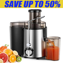 New Style Juicer Machines, Centrifugal Juicer Machines Whole Fruit and Vegetable Juice Extractor, Juicer Maker Machines Quick Juicing with 2 Speeds Control, Stainless Steel Portable Smart Juicer, Easy Clean, Ideal for Family and Healthy Living