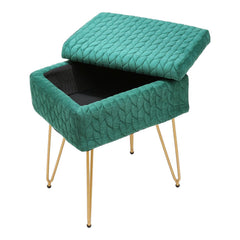 Padded Storage Footstool, Living Room Side Table with Tray, Sofa Footstool, Bedroom Dressing Stool - Features Large Built-in Storage, Non-Slip Metal Hairpin Legs, Includes Tray, Suitable for Living Rooms, Bedrooms, Hallways