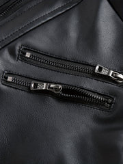 2907 Cross-Border New Double-Zipper Hooded Faux Leather Jacket Men'S Casual Fashion Motorcycle Jacket Men'S Korean Version Trendy Solid Color Coat Men